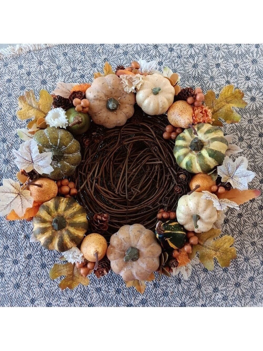 Wreath Flippers Handcrafted 10" Neutral Autumn Pumpkin Centerpiece